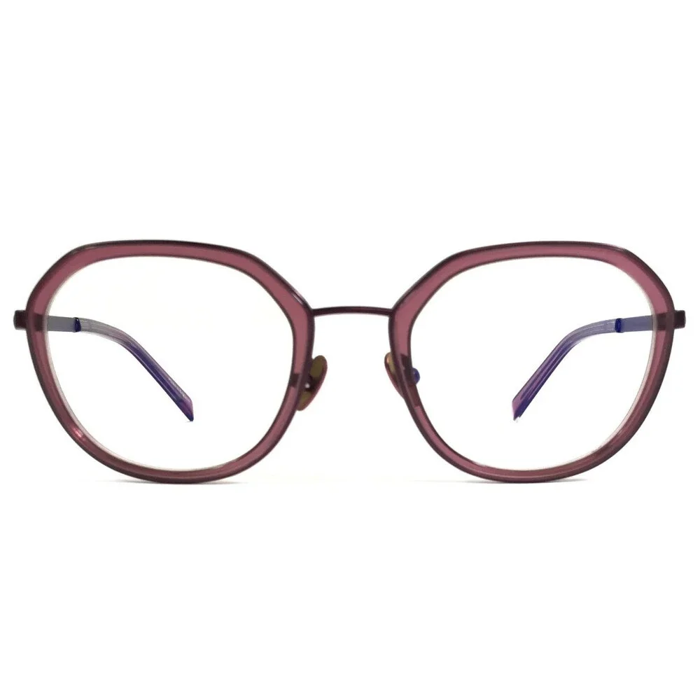 Tom Davies Eyeglasses Frames TD733 Col. 2183 Purple Round Hexagonal 48-20-140